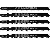 kwb 5 hojas de sierra de calar para madera, finas, 100 mm (adecuadas para madera dura, madera blanda, tablero de carpintero, acero HSS, dientes endurecidos, rectificado en cruz, ángulo libre y cónico,