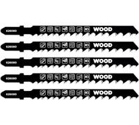 kwb 5 hojas de sierra de calar para madera, tamaño mediano, 100 mm (adecuadas para madera dura, madera blanda, tablero de carpintero, plástico, acero al carbono HCS, dientes endurecidos, superficie