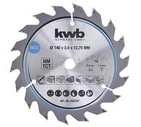 kwb 582357 Hoja de sierra circular para madera y madera dura, Cleancut - Hoja de sierra mediana, 140 x 12.75 mm