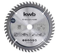 kwb 583368 Hoja de sierra circular de precisión para carpintero de madera dura, Hoja de sierra de precisión fina, 150 x 16 mm
