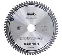 kwb 588268 Hoja de sierra circular de carpintero, madera/madera dura, cortes de 216 x 30 mm, número alto, 64 dientes Z-64, hoja de sierra de precisión fina, 216 x 30