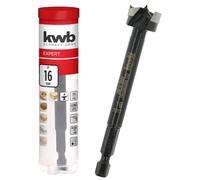 kwb Broca Forstner de 16 mm de diámetro (para madera, cabeza forjada, afilado especial, agujeros rápidos y sin desgarros, punta central rectificada en 4 lados, para destornilladores y taladros
