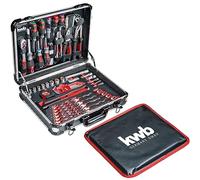 kwb Caja de herramientas de 80 piezas de aluminio resistente, con cerradura, acolchada con inserciones de espuma, juego de herramientas de alta calidad, ideal para taller y viajes