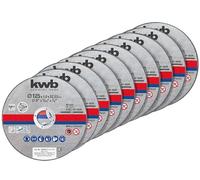 kwb Discos de corte fino angular, Disco de separación para acero inoxidable en caja de almacenamiento, Incluye tapones para los oídos ABM, 125 x 1.0 x 22.23, Diámetro 125 mm