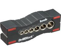 kwb Guía de perforación en tarjeta, Medidor Para taladros en ángulos rectos y precisos en superficies, Materiales redondos y bordes, Incluye puntos de agarre, Diámetro de 4-12 mm