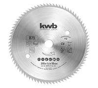 Kwb Hoja de Sierra Circular 205 x 18 mm, Alemana, Corte Fino, Adecuada para Paneles de Madera y Madera Perfilada