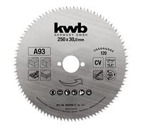 kwb Hoja de sierra circular de 250 x 30 mm, fabricada en Alemania, corte fino y preciso, hoja de sierra adecuada para paneles de madera, madera perfilada y madera blanda