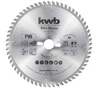 kwb Hoja de sierra circular de 254 x 30 mm, corte muy fino, apta para encimeras, madera y placas revestidas