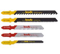 kwb Juego combinado de 5 piezas (HSS y hojas de sierra HCS) para cortes curvos en madera y cortes finos en metal con vástago T S-20/vástago de leva