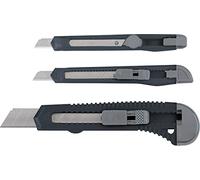 KWB Juego de 3 cuchillos de corte de 9 + 18 mm (función de bloqueo, para cuchillas cortables), cuchillo multiusos