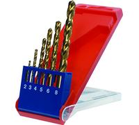 kwb Juego de brocas de metal HSS-TIN titanio - Juego de brocas, 6 piezas, Ø 2 a 8 mm, juego de brocas espirales