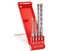 kwb Juego de brocas HB2X SDS Plus, 4 piezas, 110/160 mm, Ø 5/6/8/10 mm (punta de cruz de carburo X, espiral fresada en forma de U, acero 40 CR, SDS Plus)