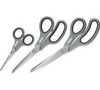 kwb Juego de tijeras de acero inoxidable, 3 piezas, múltiples usos, mangos ergonómicos, para diestros y zurdos, color negro