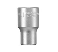 kwb llave de vaso de 11 mm de acero cv (accionamiento: cuadradillo de 1/2 pulgada, perfil ondulado, cantos redondeados, protección de cantos, cromado mate)