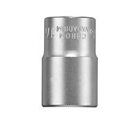 kwb llave de vaso de 17 mm de acero cv (accionamiento: accionamiento cuadrado de 1/2 pulgada, perfil ondulado, esquinas redondeadas, protección de cantos, cromado mate)