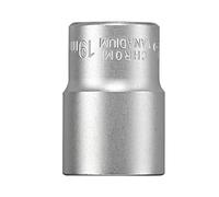 kwb llave de vaso de 19 mm de acero cv (accionamiento: accionamiento cuadrado de 1/2 pulgada, perfil ondulado, esquinas redondeadas, protección de cantos, cromado mate)