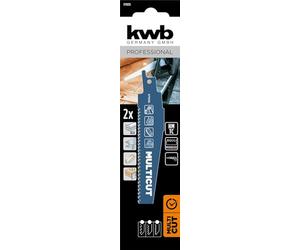kwb Multicut - Cuchilla de carburo alternativa, 152 mm (apta para aluminio, chapa, plástico GRP, material flexible de acero HCS, dientes de carburo, eje universal de ½")