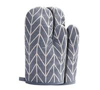 KWELRP Juego de 2 manoplas de horno para barbacoa, guantes de horno con guantes de cocina antideslizantes de algodón reciclado para cocinar hornear (gris)
