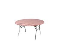 Kwik-Covers - Juego de 5 fundas de mesa redondas de plástico de 152 cm, Rojo (Red Gingham), 1