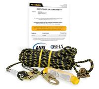 KwikSafety - Charlotte, NC - TSUNAMI [Cuerda trenzada de alta calidad] Línea de vida vertical ANSI OSHA cuerda de agarre de gancho a presión, amortiguador de golpes, kit de línea de protección contra