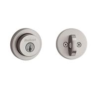 Kwikset 158 Milan Deadbolt Lock Satin Nickel Round Exterior Keyed Front Entry Door Pick Resistant SmartKey Rekey Security Single Cylinder