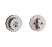 Kwikset 158 Milan Deadbolt Lock, Satin Nickel Round Exterior Keyed Front Entry Door, Pick Resistant SmartKey Rekey Security, Single Cylinder Dead Bolt, with Microban Protection