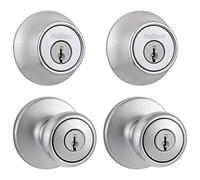 Kwikset 242 Tylo - Perilla de entrada y cerrojo de un solo cilindro en cromo satinado