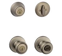 Kwikset 690T 5 SMT 6AL RCS 690 Tylo - Pomo de entrada con llave y cerrojo de un solo cilindro, latón envejecido