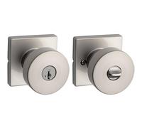 Kwikset 740PSKSQT-15S Pismo - Juego de pomos para puerta de entrada con llave y llave cuadrada, color rosa