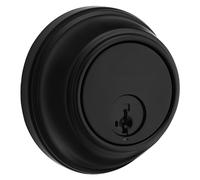 Kwikset 817 Cerradura con pestillo, redonda, negro mate, llave exterior, puerta de entrada, resistente a la manipulación, protección de llaves SmartKey, de 1 solo cilindro, con protección Microban