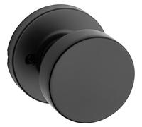 Kwikset 97880-938 Pismo - Pomo de puerta, color negro mate, rosa redondo | Pomo de puerta no giratorio para armario, despensa y puertas francesas dobles. El tirador redondo de un lado es para