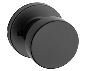 Kwikset 97880-938 Pismo - Pomo de puerta, color negro mate, rosa redondo | Pomo de puerta no giratorio para armario, despensa y puertas francesas dobles. El tirador redondo de un lado es para