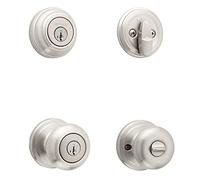 Kwikset 991 Juno Entry Knob y Single Cylinder Deadbolt Combo Pack con SmartKey en n¨ªquel satinado