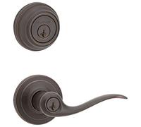 Kwikset 991 Tustin - Paquete combinado de palanca de entrada y cerrojo de un solo cilindro con llave inteligente en bronce veneciano (99910-041)
