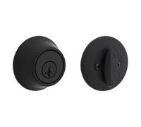 Kwikset Cerradura de cerrojo 660, puerta de entrada frontal redonda negra mate con llave, resistente a las púas, seguridad SmartKey Rekey, perno muerto de un solo cilindro