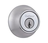 Kwikset Cerrojo de seguridad 660, cromo satinado, puerta de entrada frontal redonda con llave exterior, cilindro único