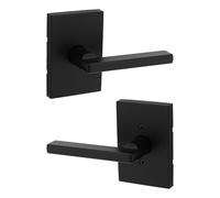 Kwikset Halifax Passage Lever with Rectangular Rose in Matte Black