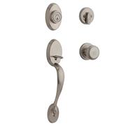 Kwikset Juego de manillas de un solo cilindro de Chelsea con perilla Juno con SmartKey en n¨ªquel satinado
