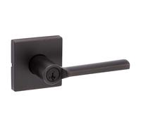 Kwikset Lisbon Entry Door Handle with Lock and Key Secure Keyed Reversible Lever Exterior Doorlock For Front Entrance and Bedrooms Venet