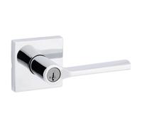 Kwikset Lisbon Entry Door Handle with Lock and Key Secure Keyed Reversible Lever Exterior Doorlock For Front Entrance and Bedrooms Polis