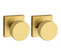 Kwikset Pismo - Pomo de puerta de paso interior, manija para puertas de armario y pasillo, perilla de puerta sin bloqueo, latón satinado