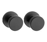 Kwikset Pismo - Pomo de puerta de paso interior, manija para puertas de armario y pasillo, perilla de puerta sin bloqueo en negro mate, con protección Microban