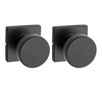 Kwikset, Pismo, Pomo de puerta de paso interior, para puertas de armario y pasillo, sin bloqueo, con protección Microban, rosa cuadrada, Negro mate