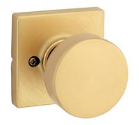 Kwikset Pismo - Pomo de puerta falso, manija de una sola cara para armarios, puertas dobles francesas y despensa, perilla interior de latón satinado sin giro para puerta de empuje y tracción