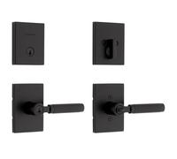 Kwikset Prava - Juego de cerradura de puerta delantera y cerrojo de seguridad con llave, paquete combinado de un solo cilindro, negro mate, resistente a las púas SmartKey Rekey
