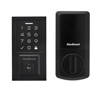 Kwikset SmartCode 270 - Cerrojo de seguridad electrónico contemporáneo sin llave, cerradura de puerta automática, seguridad SmartKey, negro mate