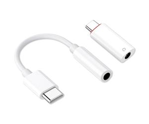 kwinfei 2 Piezas Adaptador de Auriculares USB C a Hembra de 3,5 mm, Cable de Audio Tipo C a Auxiliar con Chip DAC Hi-Fi, Compatible con Galaxy, Pro y más Dispositivos Android sin Puerto Jack