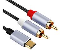 kwinfei Cable USB C a 2 RCA HiFi Audio Estéreo, DAC Chip de Fidelidad, Cable RCA Audio Compatible con Smartphone serie 15-17, Galaxy S23/S24/S25, PS5/PS4, PC, HDTV, Home Cinema