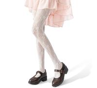 KWJEIULSOQ Medias para mujer, medias de malla blancas, medias para mujer, patrón de encaje ahuecado hacia fuera, pantyhose estampado, cintura alta, sexy, medias blancas para mujer, para fiestas
