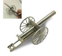KWJNH Cañón de artillería de petardo, modelo de mini cañón de acero inoxidable, lanzador de petardos, cañón de artillería con 2 ruedas, colección de artillería, adornos de escritorio para fanáticos